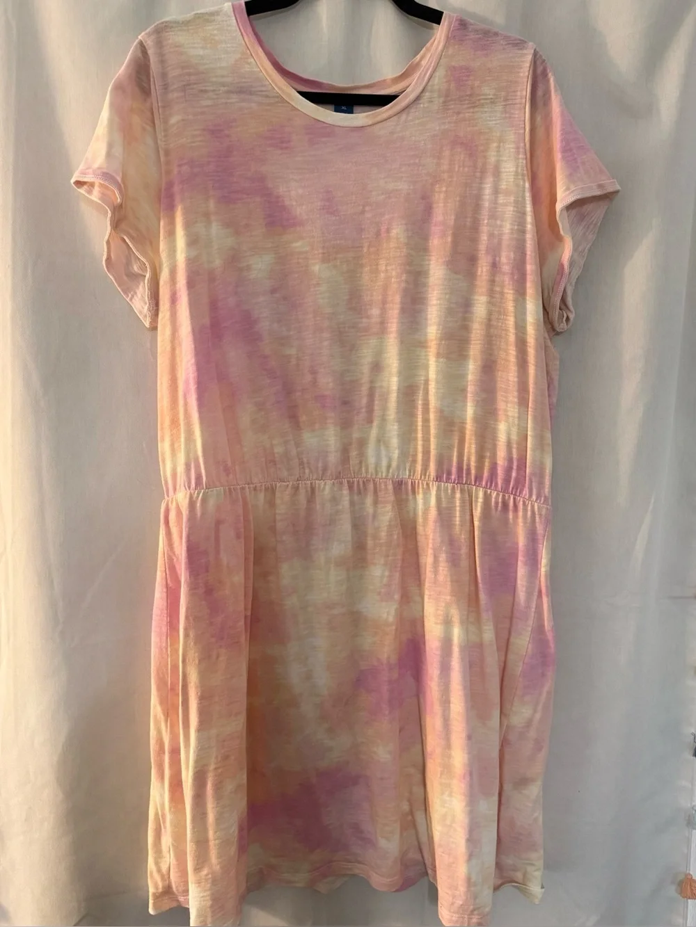 Old Navy Pastel Tie-Dye Short Sleeve Dress - Pink & Cream